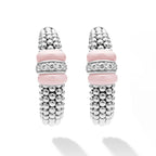 "Pink Caviar" Ceramic Caviar Diamond Hoop Earrings