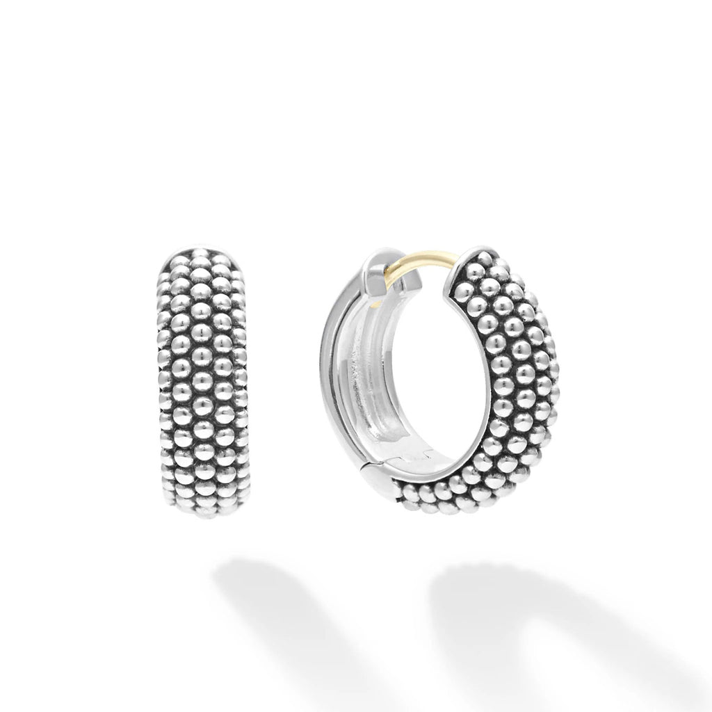 LAGOS "Signature Caviar" Sterling Silver Huggie Hoop Earrings