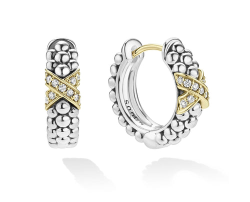 LAGOS "Embrace" Two-Tone Diamond Huggie Earrings