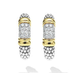 "Signature Caviar" Two-Tone Caviar Diamond Hoop Earrings