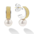 LAGOS "Luna" Two-Tone Pearl Hoop Earrings