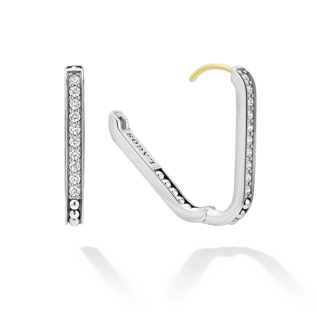 "Caviar Spark" Linear Diamond Hoop Earrings