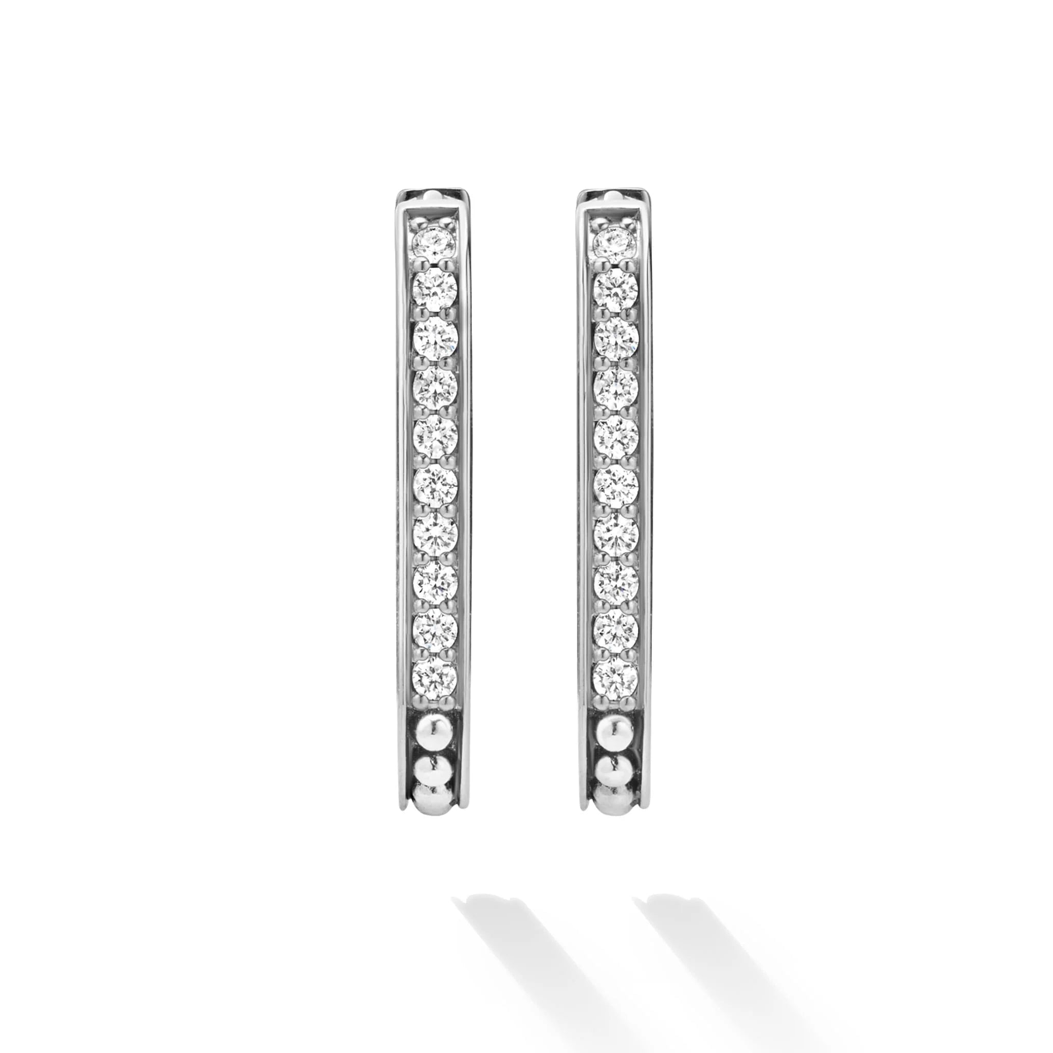 "Caviar Spark" Linear Diamond Hoop Earrings