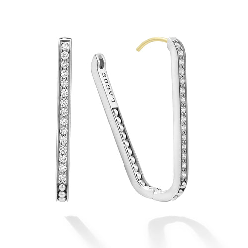 "Caviar Spark" Large Linear Diamond Hoop Earrings