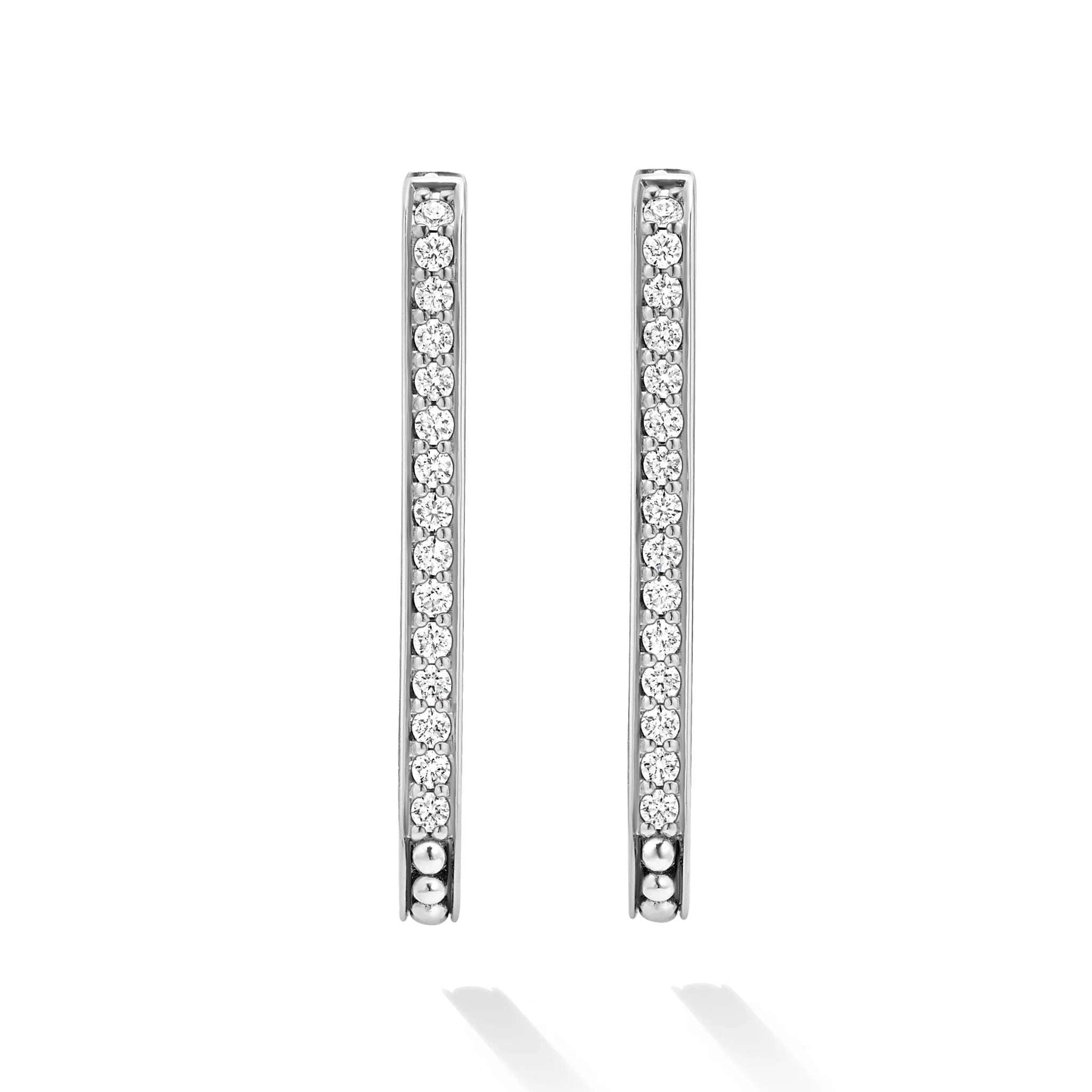 "Caviar Spark" Large Linear Diamond Hoop Earrings