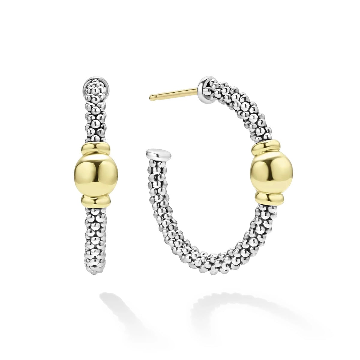 LAGOS  "Signature Caviar" Two-Tone Station Hoop Earrings