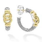 "Signature Caviar" Two-Tone Interlocking Hoop Earrings