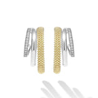 "Caviar Lux" Two-Tone Three Ring Diamond Hoop Earrings