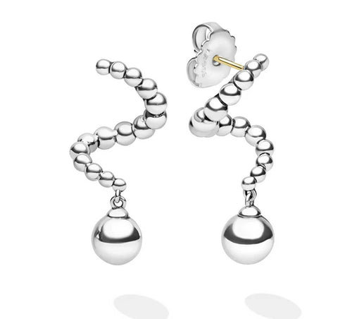 LAGOS "Caviar Bubbly" Silver Beaded Statement Drop Earrings