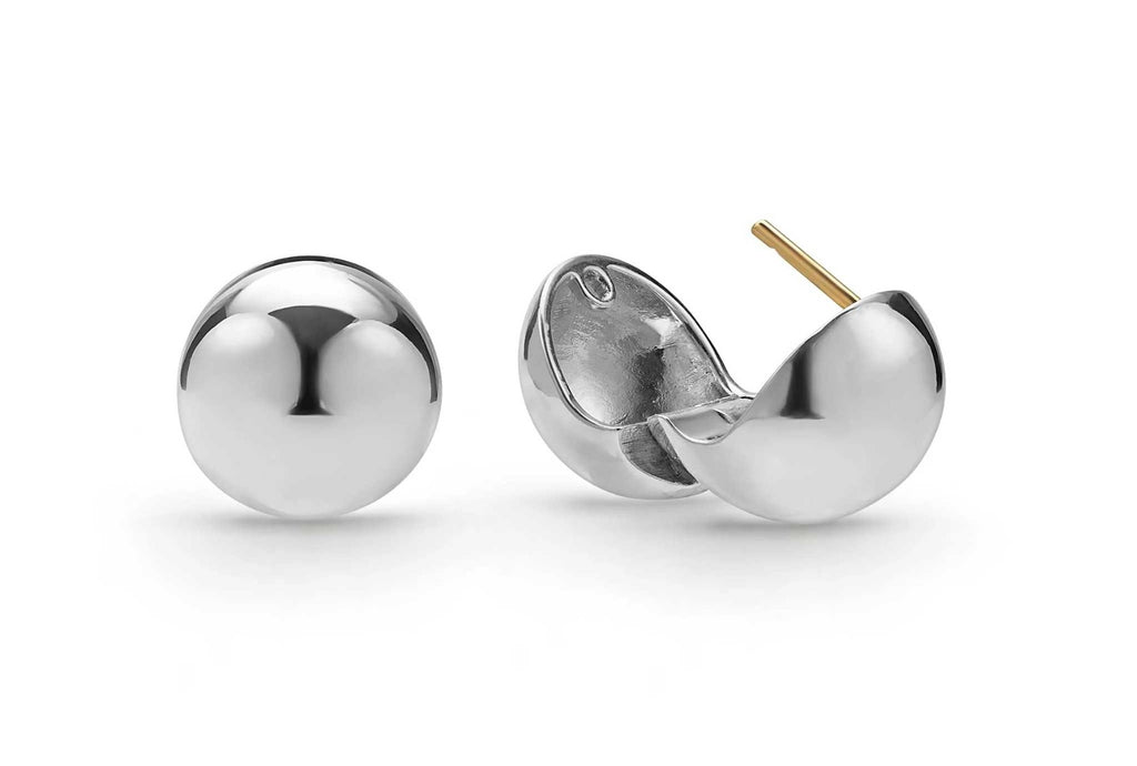 "Caviar Bubbly" Silver Round Huggie Earrings