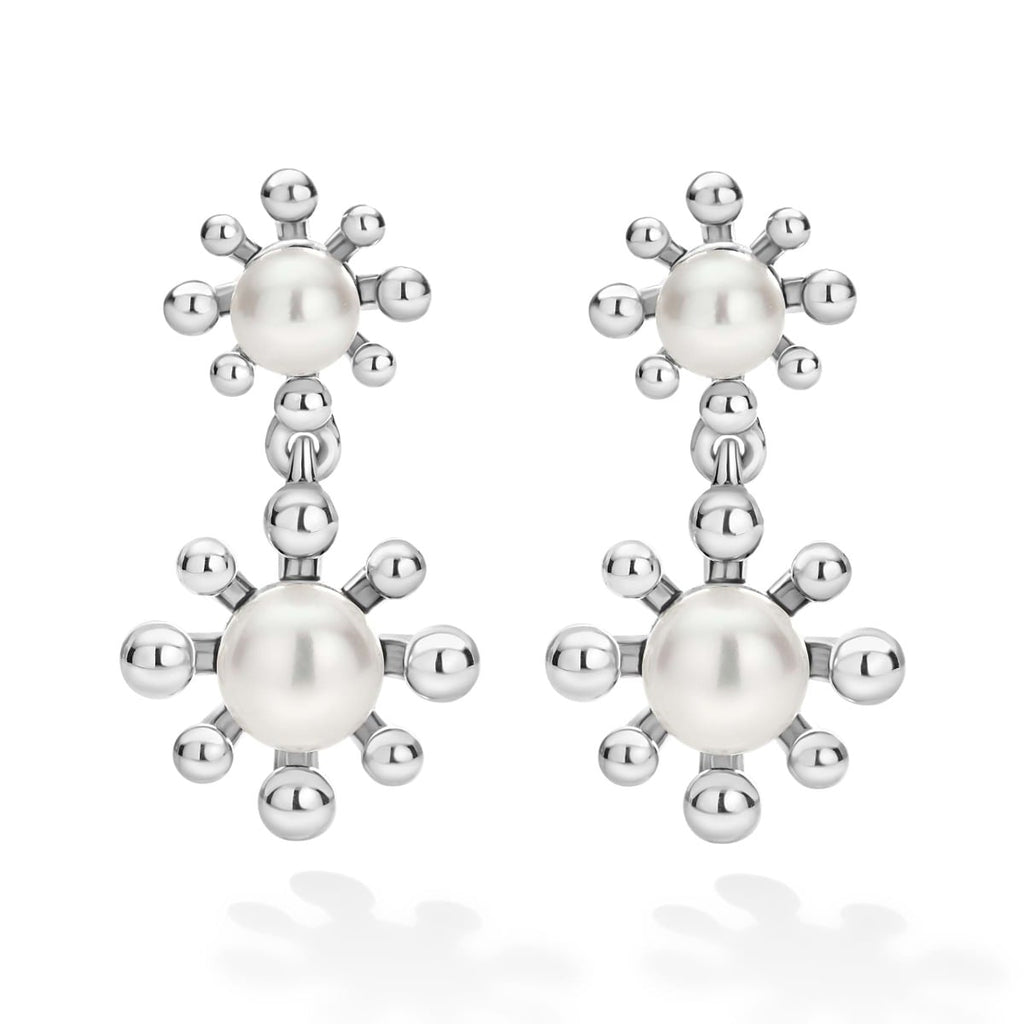 "Luna" Fleur Pearl Drop Earrings
