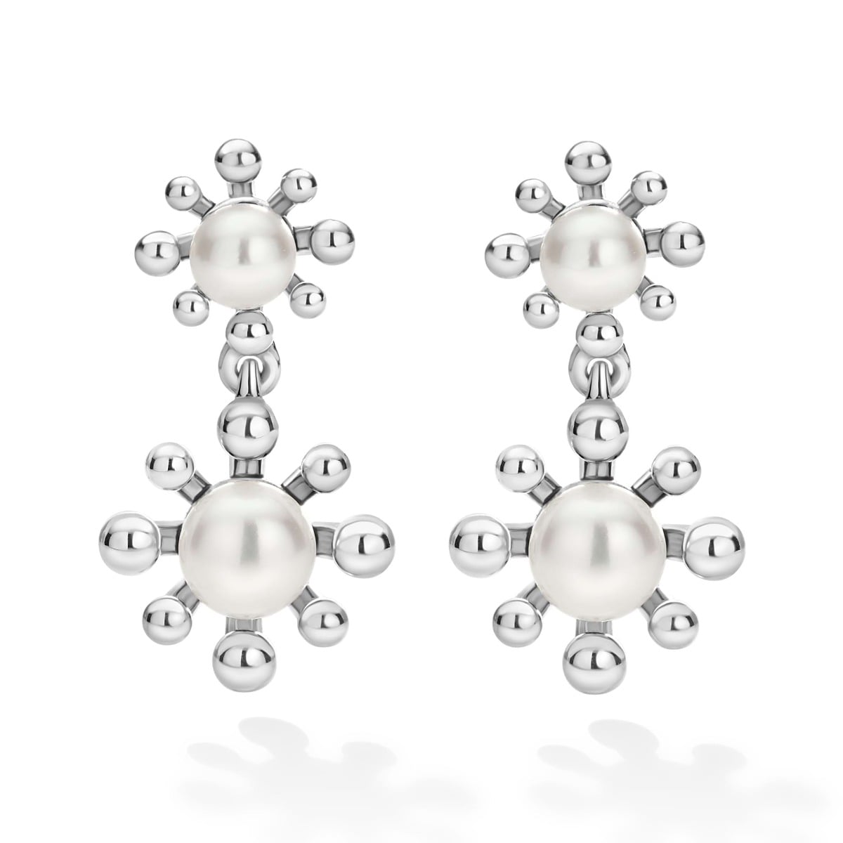 "Luna" Fleur Pearl Drop Earrings