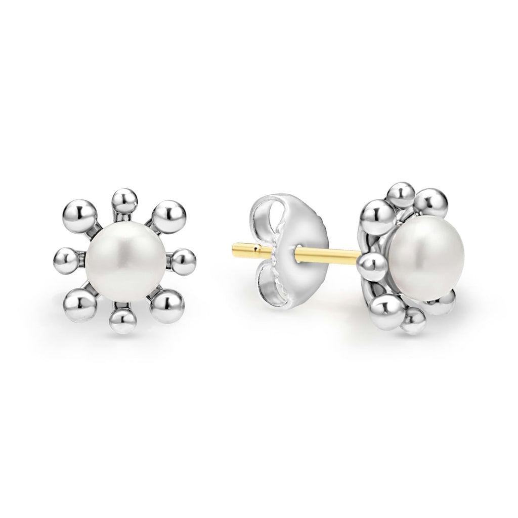 LAGOS "Luna" Fleur Pearl Stud Earrings