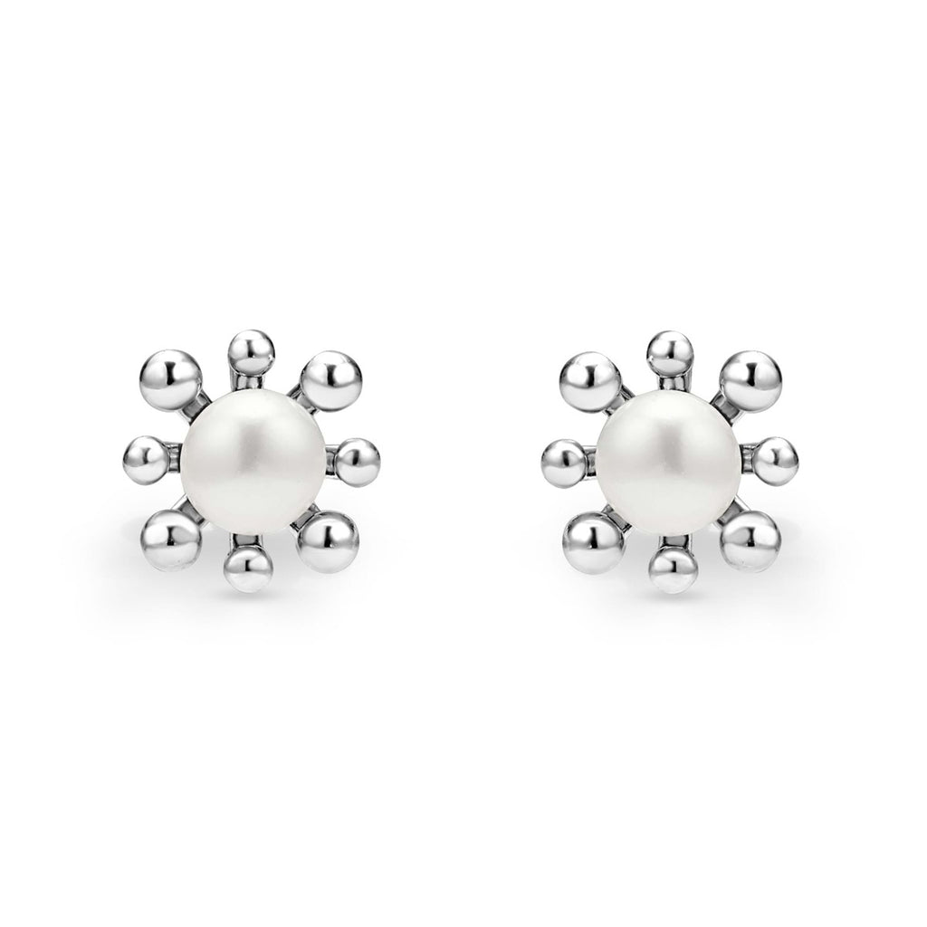"Luna" Fleur Pearl Stud Earrings