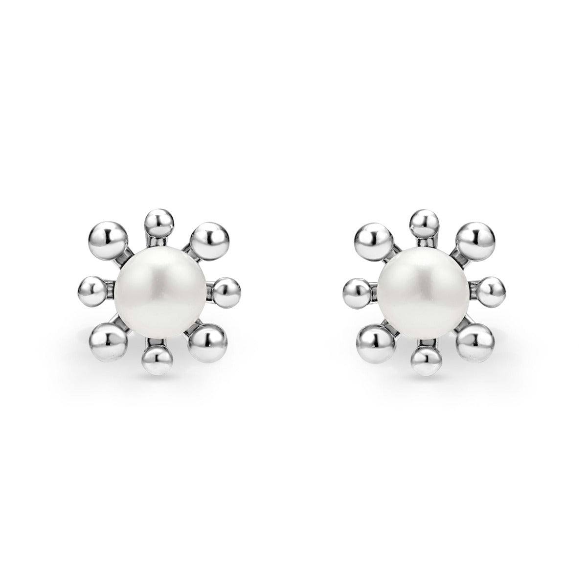 "Luna" Fleur Pearl Stud Earrings