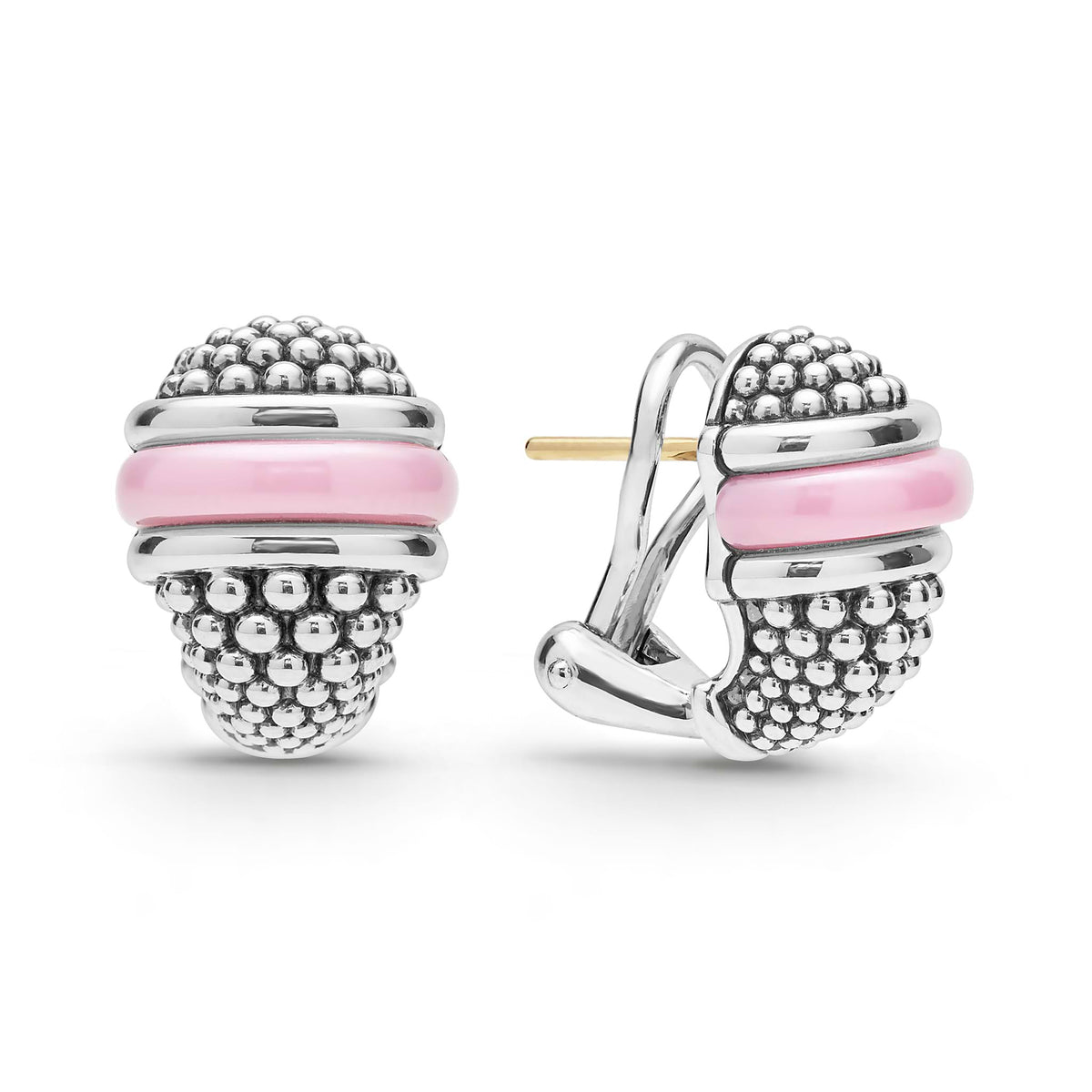 LAGOS "Pink Caviar" Ceramic Caviar Omega Clip Earrings | Louis Anthony Jewelers