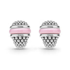 "Pink Caviar" Ceramic Caviar Omega Clip Earrings
