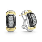 LAGOS "Black Caviar" Two-Tone Caviar Ceramic Huggie Earrings