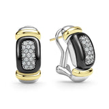 LAGOS "Black Caviar" Two-Tone Caviar Ceramic Huggie Earrings