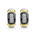 "Black Caviar" Two-Tone Caviar Ceramic Huggie Earrings