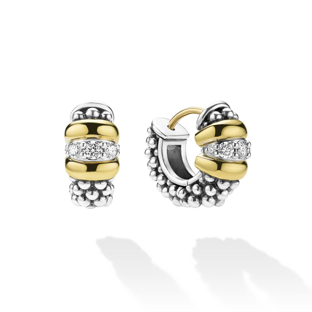 LAGOS "Signature Caviar" Two-Tone Caviar Beaded Huggie Earrings