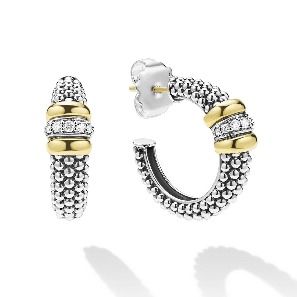 LAGOS "Signature Caviar" Two-Tone Caviar Beaded Hoop Earrings