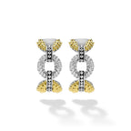 "Caviar Lux" Two-Tone Petite Link Diamond Hoop Earrings