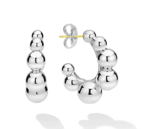 LAGOS "Caviar Bubbly" Silver Beaded Hoop Earrings