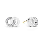 "Signature Caviar" Silver Interlocking Diamond Stud Earrings