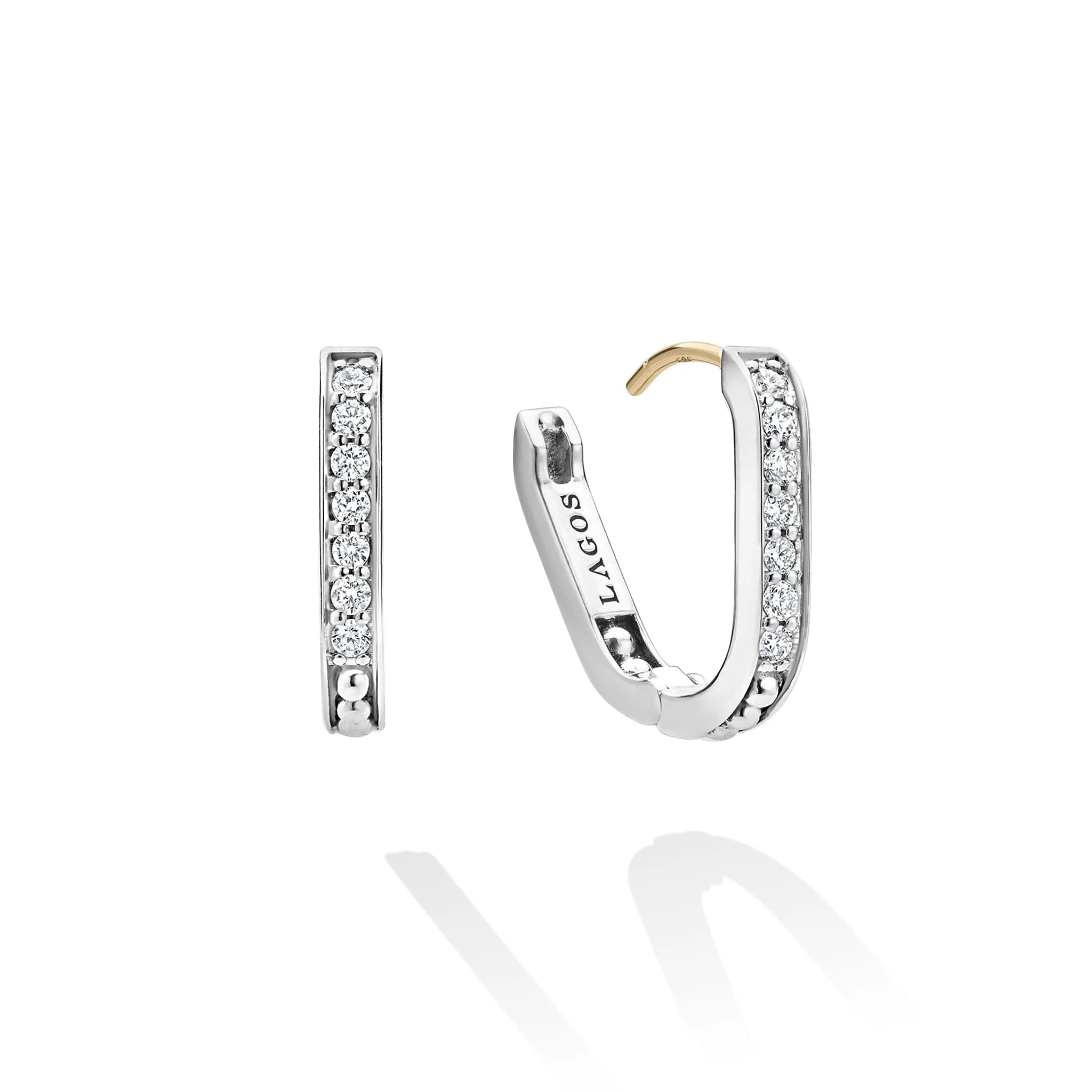 "Caviar Spark" Linear Diamond Hoop Earrings