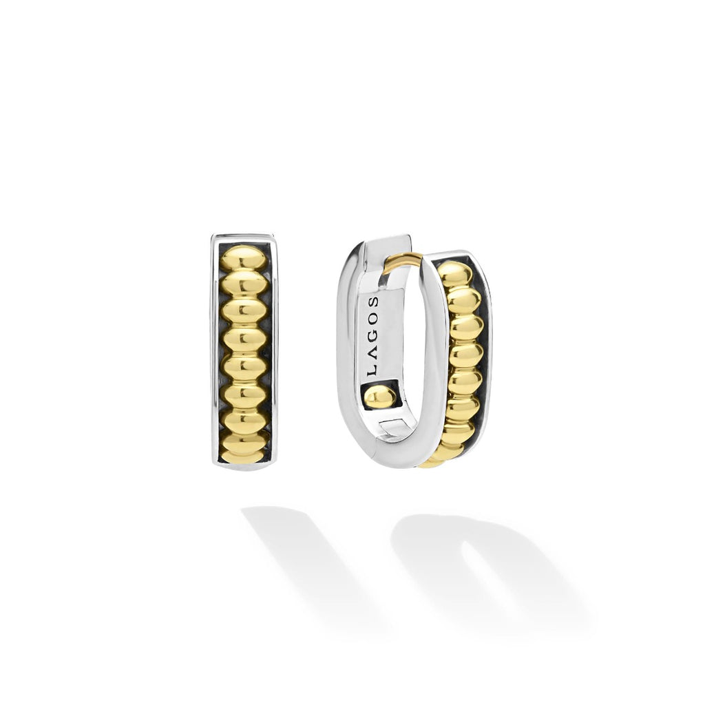 LAGOS "Signature Caviar" Two-Tone Linear Huggie Earrings