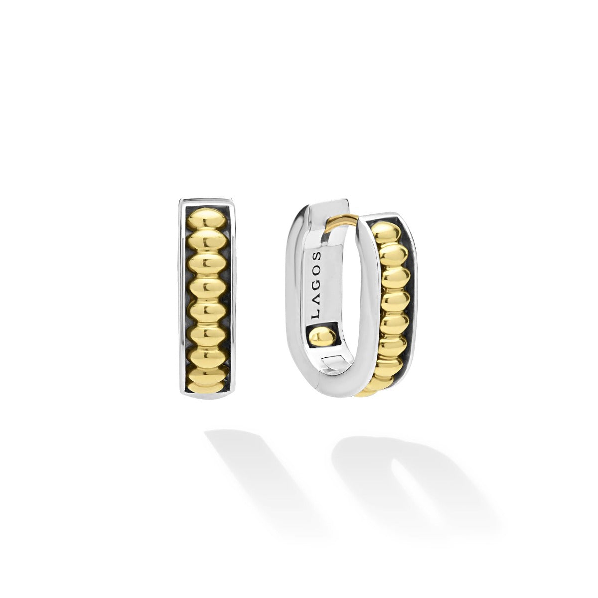LAGOS "Signature Caviar" Two-Tone Linear Huggie Earrings