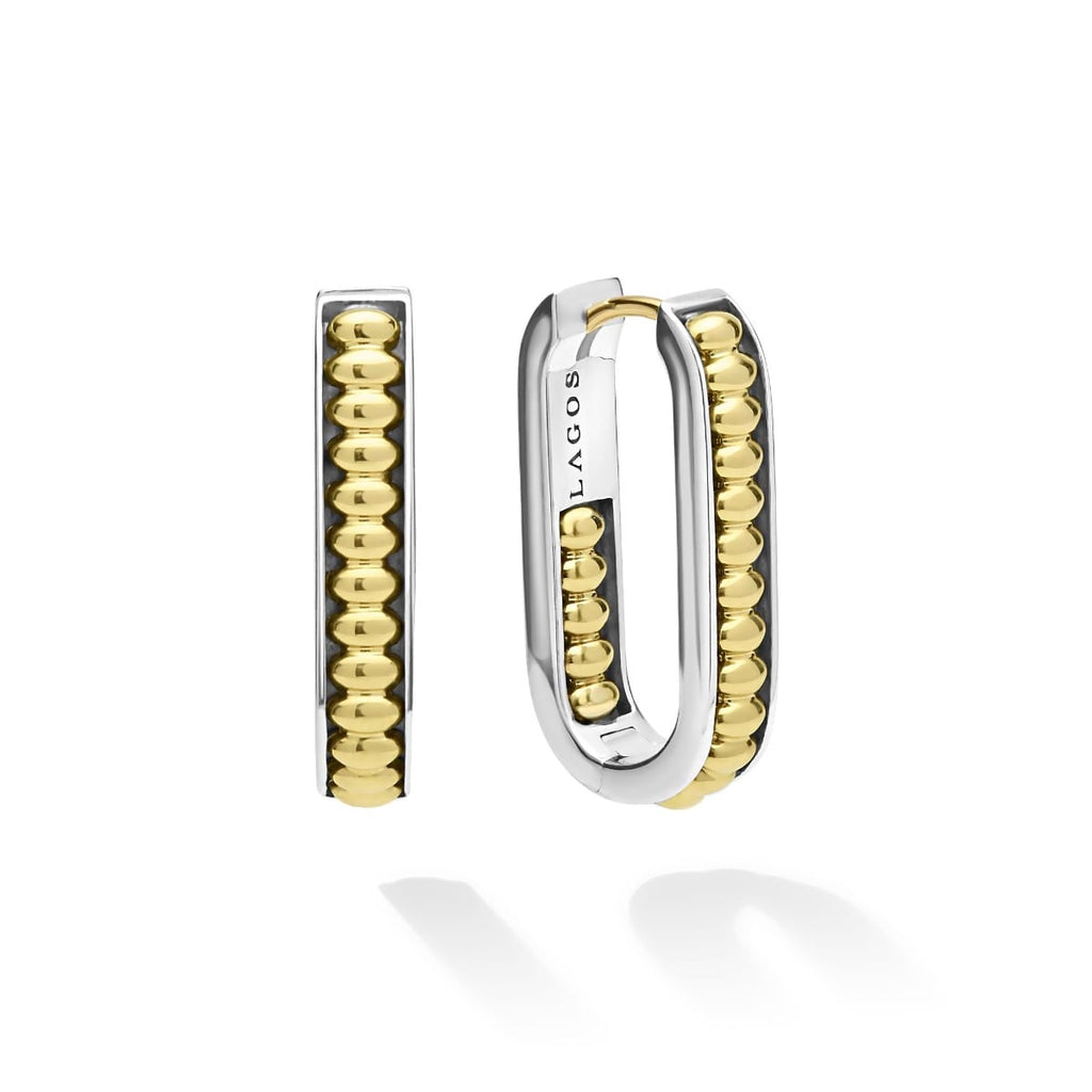 LAGOS "Signature Caviar" Two-Tone Linear Hoop Earrings