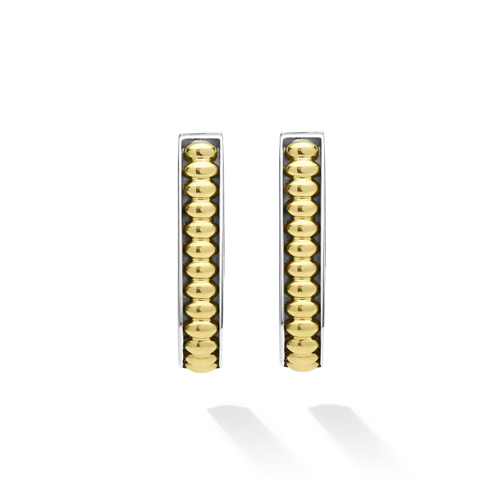 "Signature Caviar" Two-Tone Linear Hoop Earrings