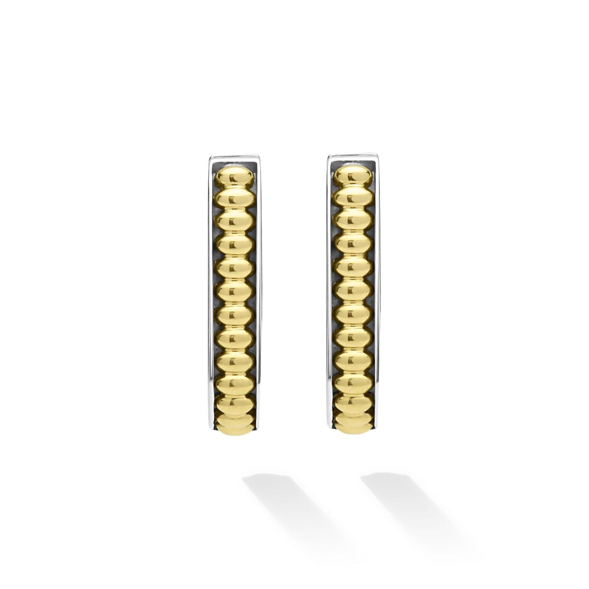 "Signature Caviar" Two-Tone Linear Hoop Earrings