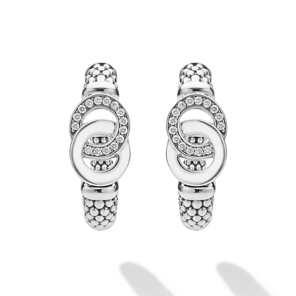 "Signature Caviar" Silver Silver Interlocking Diamond Hoop Earring
