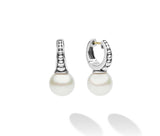 "Luna" Sterling Silver Pearl Drop Huggie Earrings