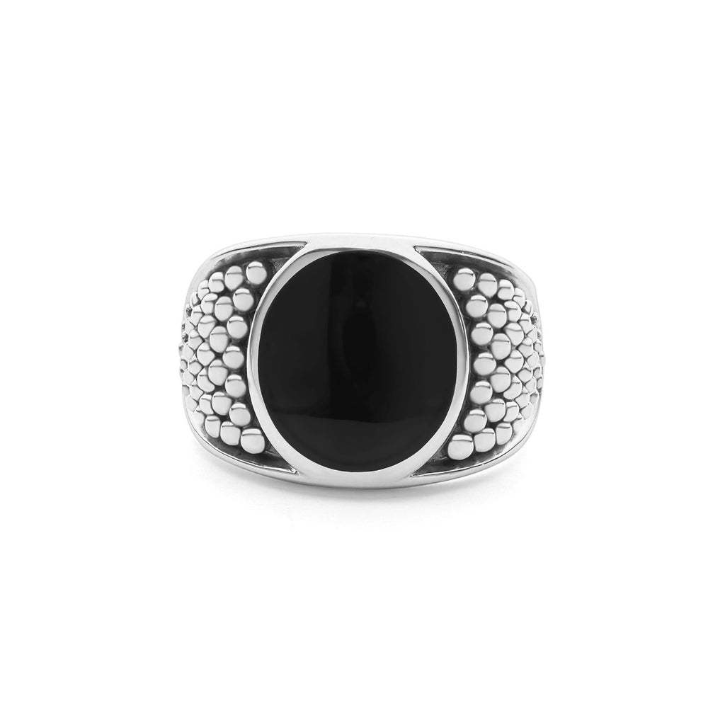 "Anthem" Black Agate Oval Band Ring (10)