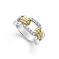 LAGOS "Signature Caviar" Two Tone Link Diamond Ring (6)