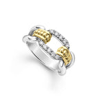 LAGOS "Signature Caviar" Two Tone Link Diamond Ring (6)