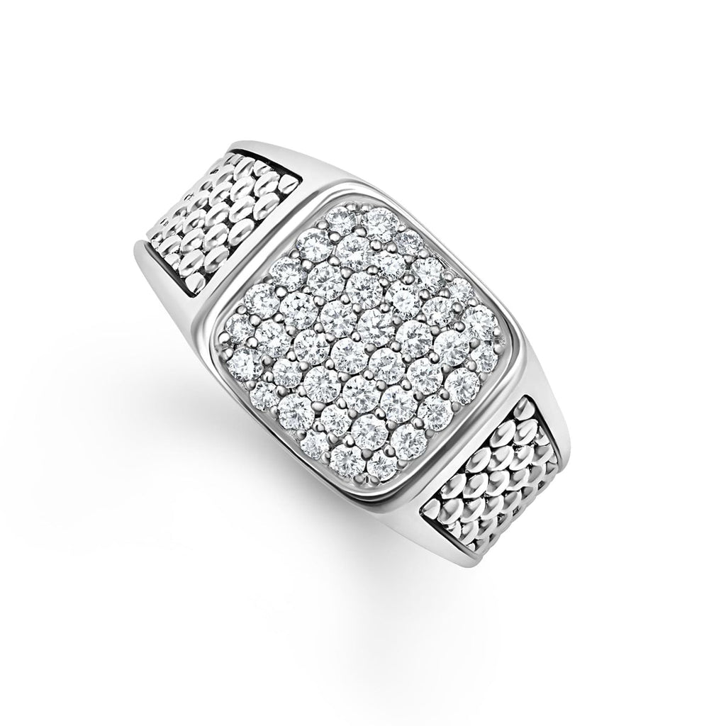 LAGOS "Anthem" Caviar Beaded Square Diamond Ring