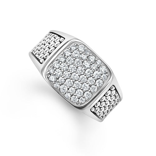 LAGOS "Anthem" Caviar Beaded Square Diamond Ring