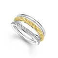 LAGOS "Caviar Lux" Two-Tone Three Row Diamond Ring