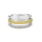 "Caviar Lux" Two-Tone Three Row Diamond Ring