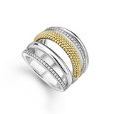 LAGOS "Caviar Lux" Two-Tone Five Row Diamond Ring