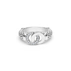 Medium Signature Caviar Interlocking Diamond Ring (7)