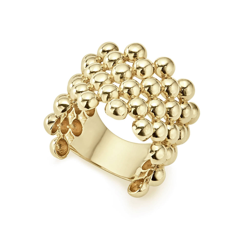 LAGOS "Caviar Gold" Wide Beaded Ring in 18kt Yellow Gold (7)