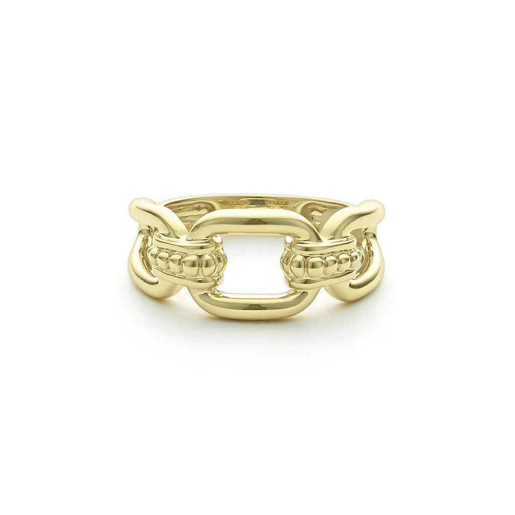 LAGOS "Signature Caviar" Gold Link Ring (7)