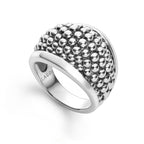 "Signature Caviar" Silver Beaded Statement Ring (7)