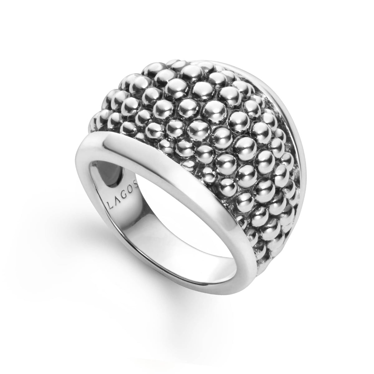 "Signature Caviar" Silver Beaded Statement Ring (7)